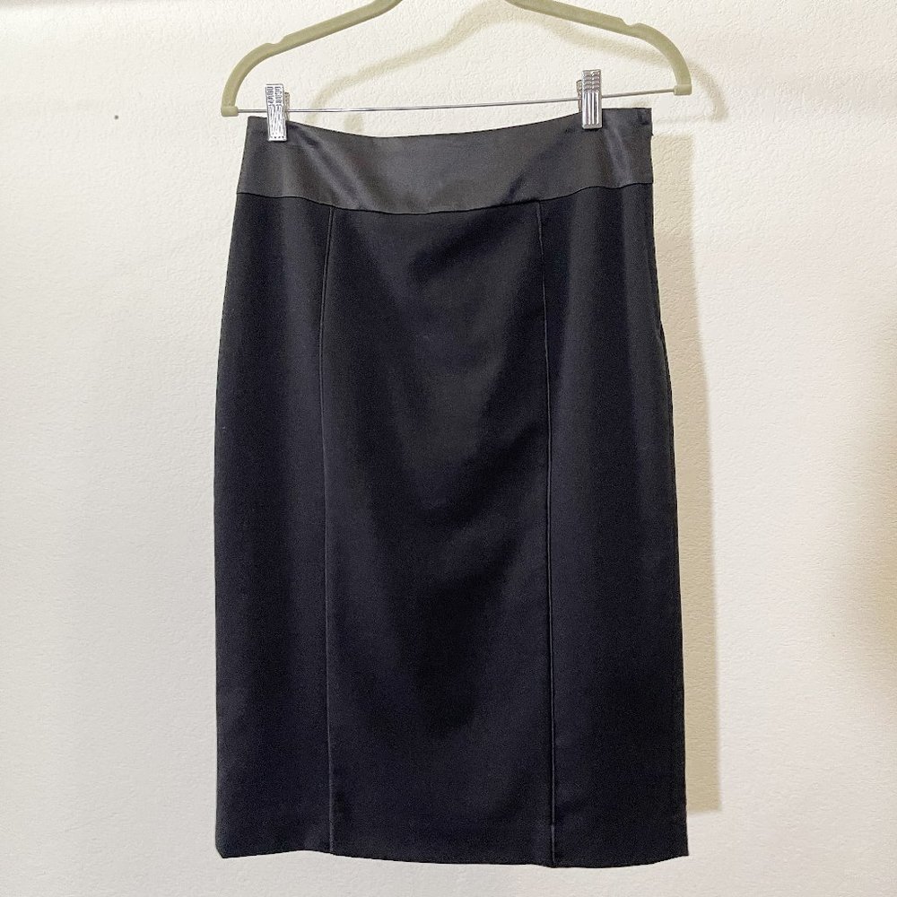 H&M Satin-Trimmed Pencil Skirt w/ Bow Back Pleat - US Size 8